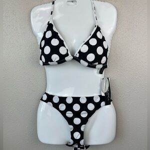 NWT La Blanca Reversible Polka Dot Bikini and Matching Bottoms Size 10